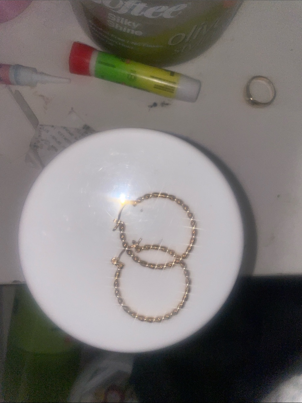 Gold Textured Hoop Earrings - Women Jewelry